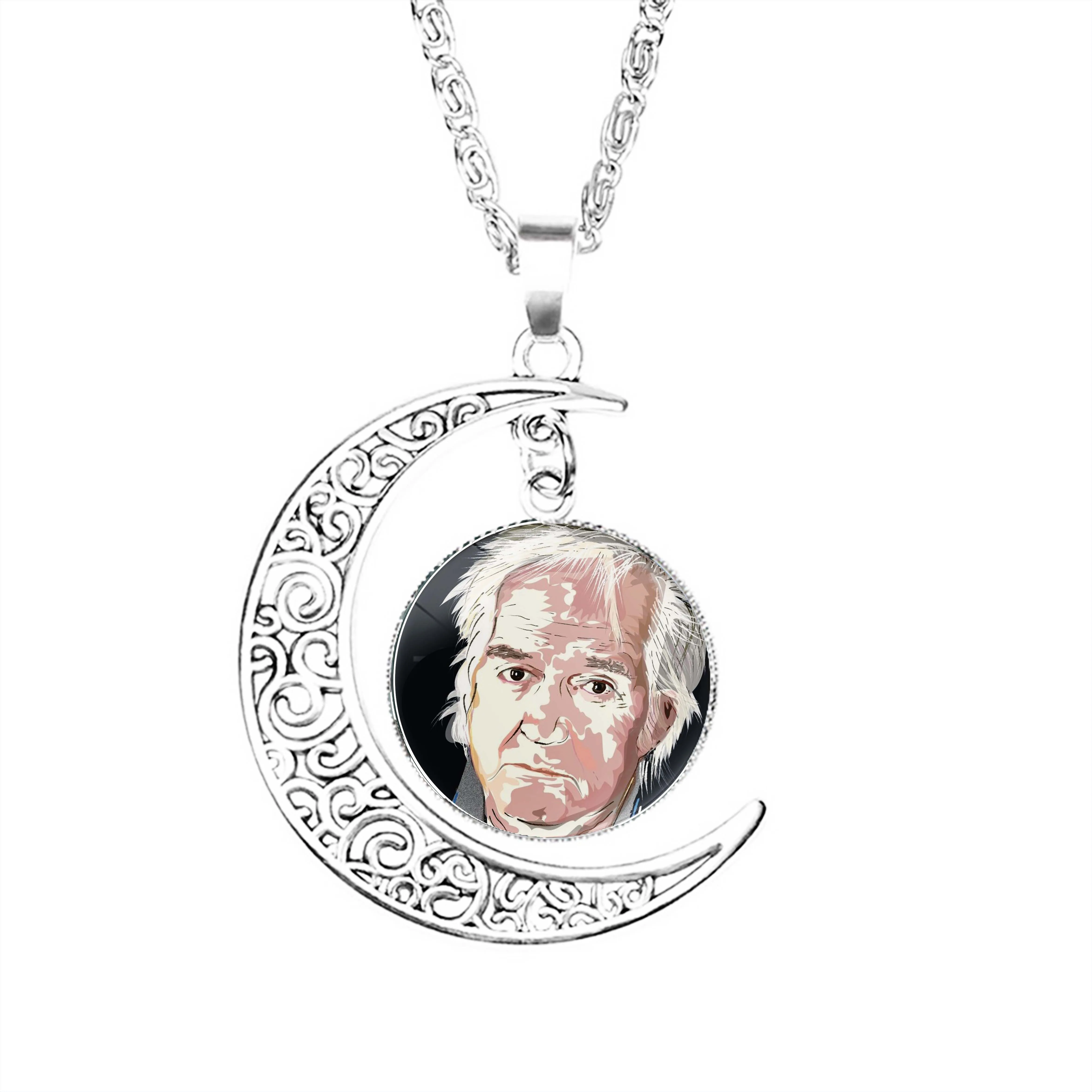 

Henning Mankell Moon Necklace Crescent Girls Pendant Chain Dome Gifts Boy Jewelry Men Jewelry Lady Stainless Steel Fashion