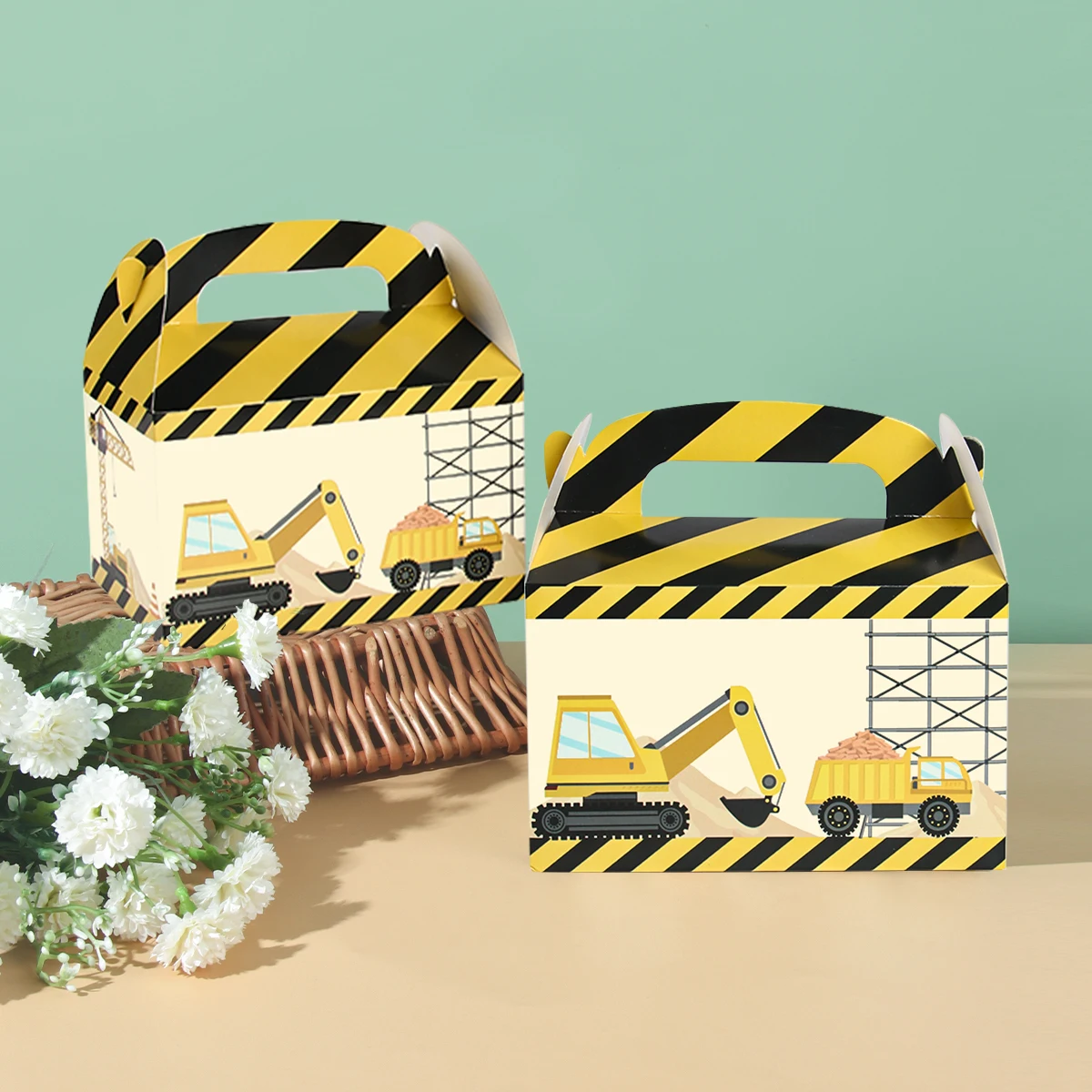 Es Trucks Theme Candy Gift Box Birthday Party Decor Kids Boy Construction Excavator Theme Party Supplies