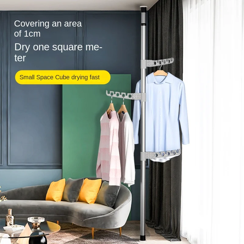 

Home Furnishings Overhead Drying Rack Floor Hanging Clothes Rack Multi-functional Metal Simple Hanging Bags Coat Racks