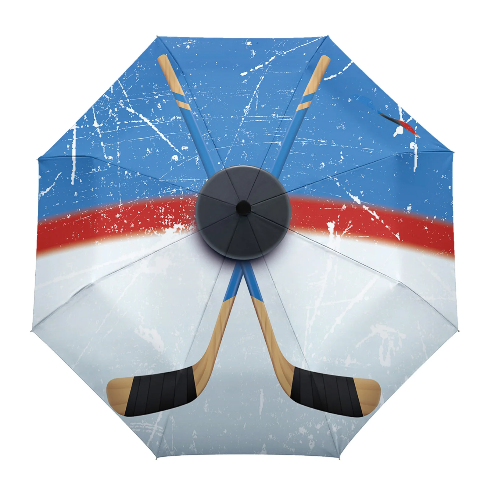 

Sport Hockey Blue Stadium Retro Rain Umbrella Folding Sun Umbrella Outdoor Sunscreen Anti-UV Parasol Female Male Umbrellas