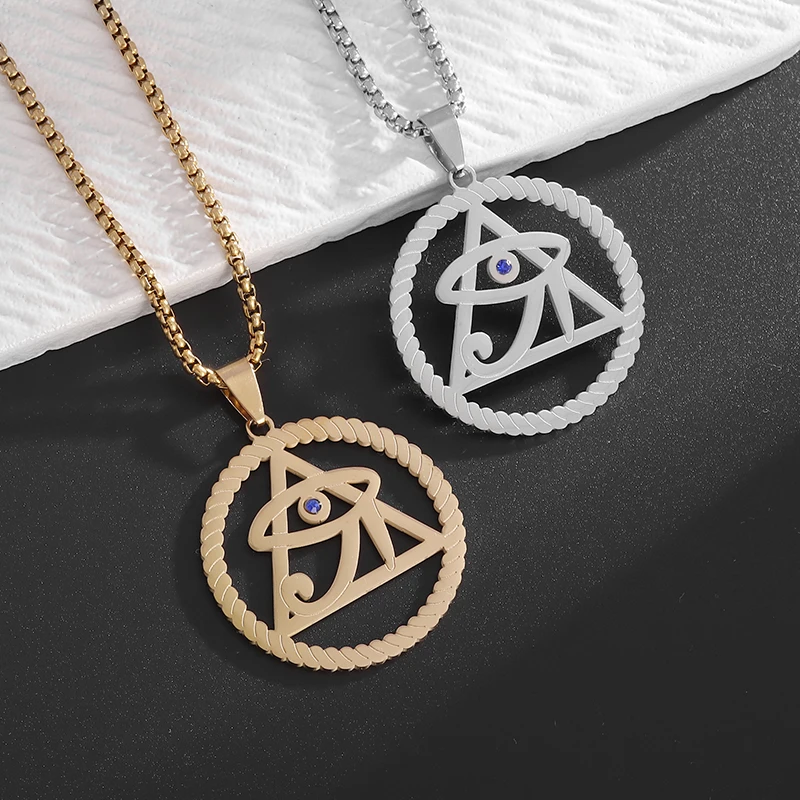 Изысканное ожерелье из нержавеющей стали с полыми треугольными глазами кора