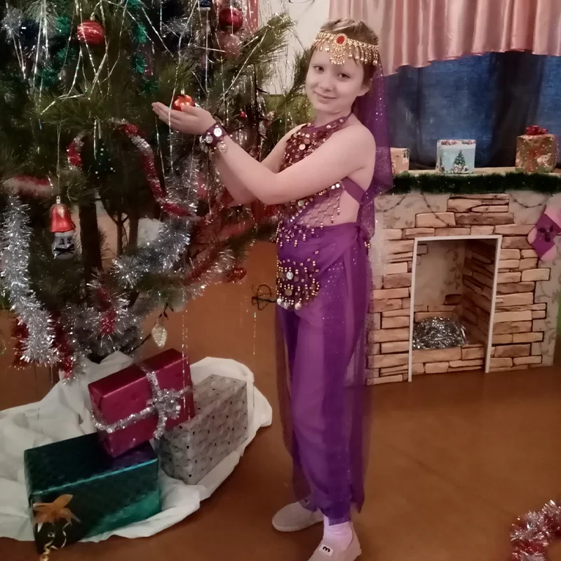 Детский Восточный танцевальный костюм для девочек индийский танца живота 6