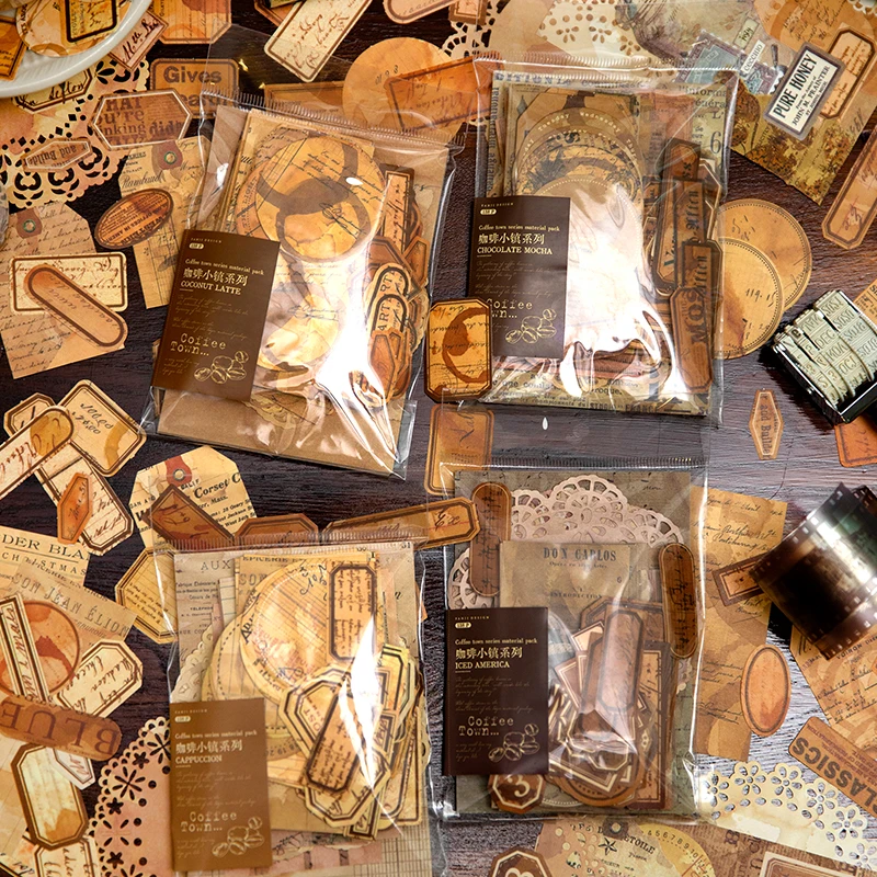 

138pcs/pack material paper Coffee town series material pack Vintage stationery Decoration aesthetic Journal scrapbooking DIY