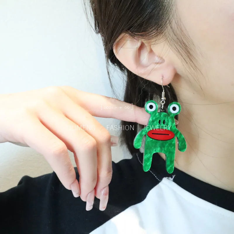 

New and Creative Acrylic Funny Frog Earrings Alternative Funny Exaggerated Sausage Mouth Frog Women's Earrings Gift To Her