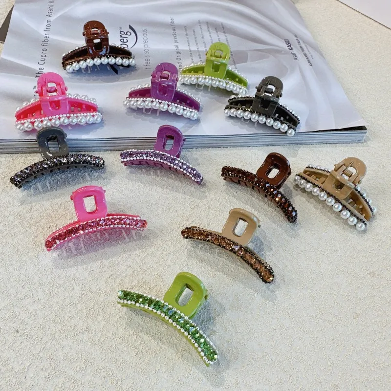 

Новинка 2023, модная Милая темпераментная заколка для волос с жемчугом ярких цветов, алмазная заколка для волос, боковая заколка, полузажим дл...