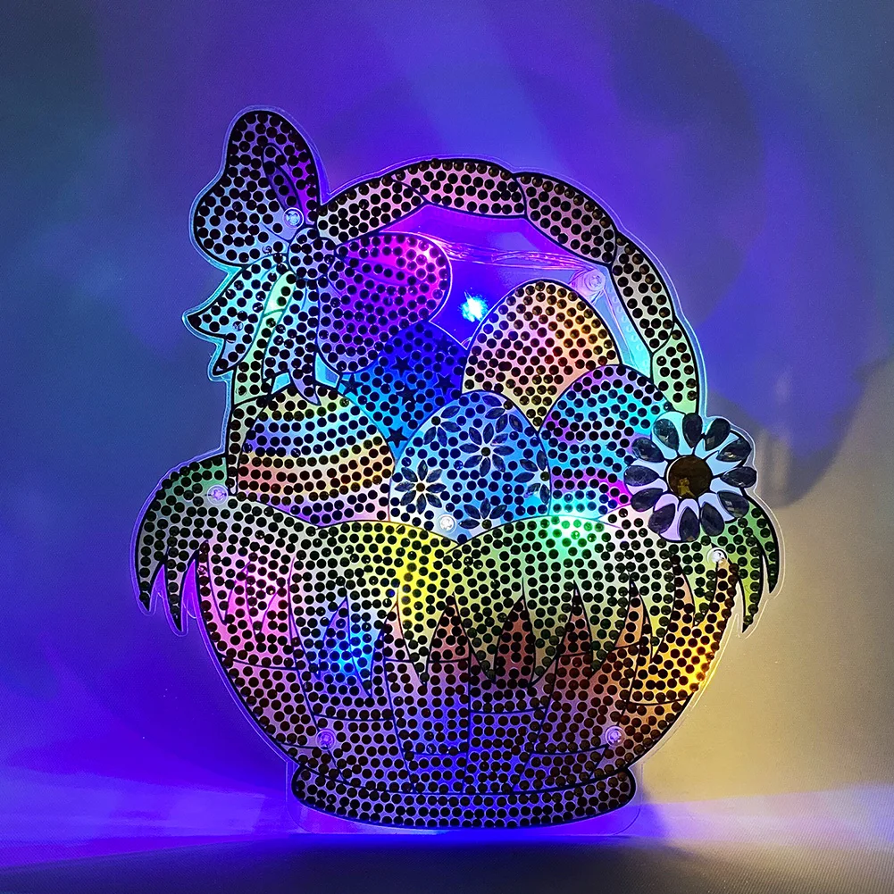 

For Living Room Home Decor DIY Diamond Painting LED Lamp Special-shaped Crystal Drill Easter Ornament Crafts Kids Gift