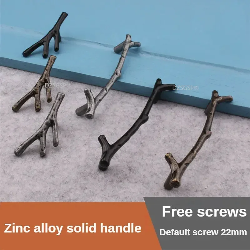 96/128 мм модная ручка для мебели в виде ветки дерева ручки ящика черные серебристые