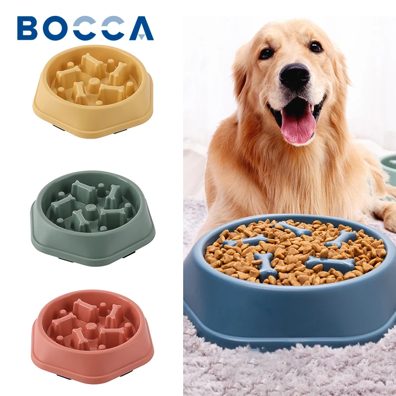 

Bocca Pet Bowl Slow Food For Cat Dog Feeder Bowls Plastic Round Anti-choking Non-slip Bone Shape Pets Accessories Supplies