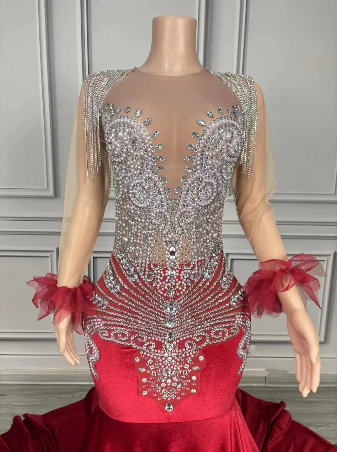 New Engagement Banquet Toast Dress Choir Female Host Red Song Competition Conductor Cocktail Party Evening