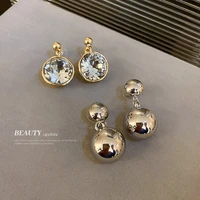 lovoacc personality spark rhinestones ball long drop earring for women metallic round drop dangle earrings minimalist jewelry