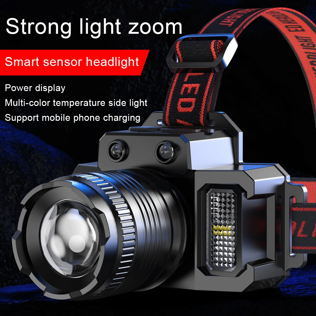 

Flashlight Intelligent Sensor Headlight USB Rechargeable Waterproof Head-Mounted Night Cycling Outdoor Lantern Camping