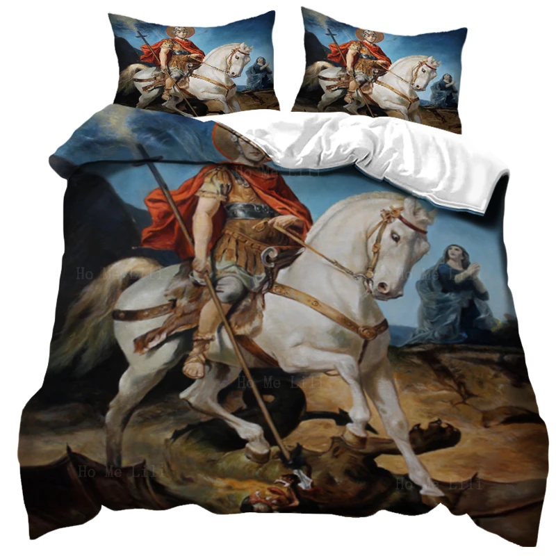 

St. George Defeat The Dragon On Horseback Religious Belief Renaissance Style Duvet Cover Set By Ho Me Lili Bedding Decor