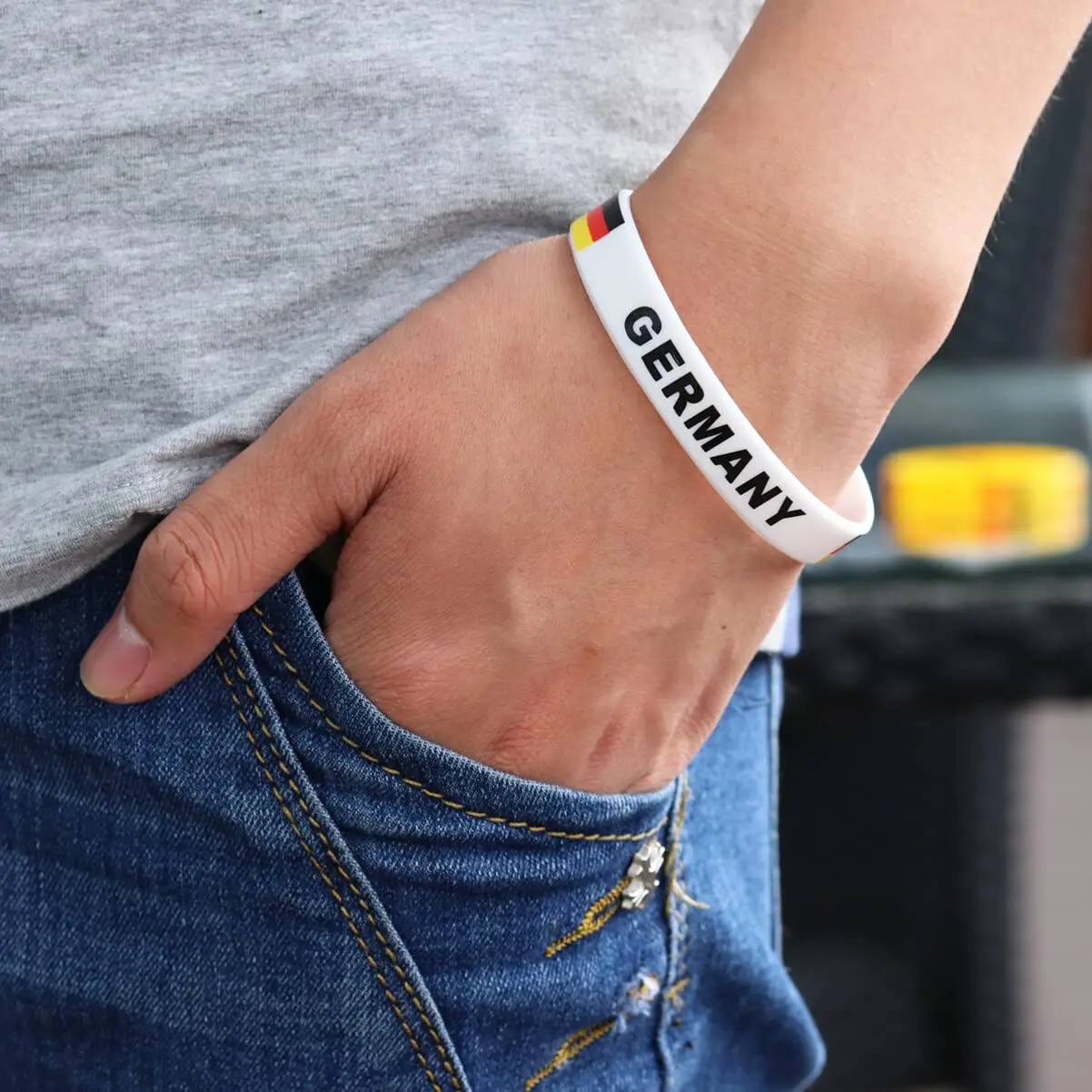 Оптовая продажа 80 шт. силиконовые браслеты с германским флагом спортивные для
