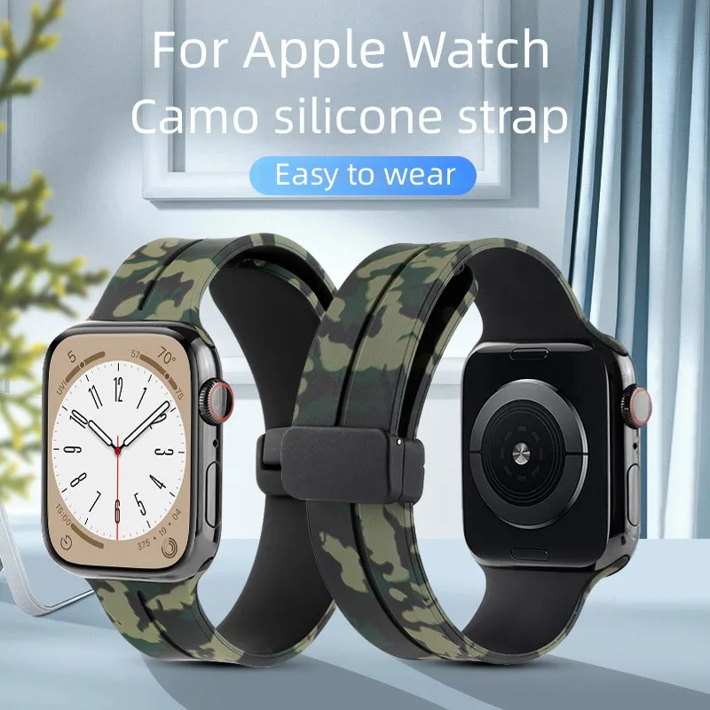

Ремешок силиконовый Камуфляжный для apple watch Ultra, браслет для iWatch series 6 se 7 8 5 4 3, 49 мм 44/40 мм 45/41 мм 42 мм 38 мм 45 мм