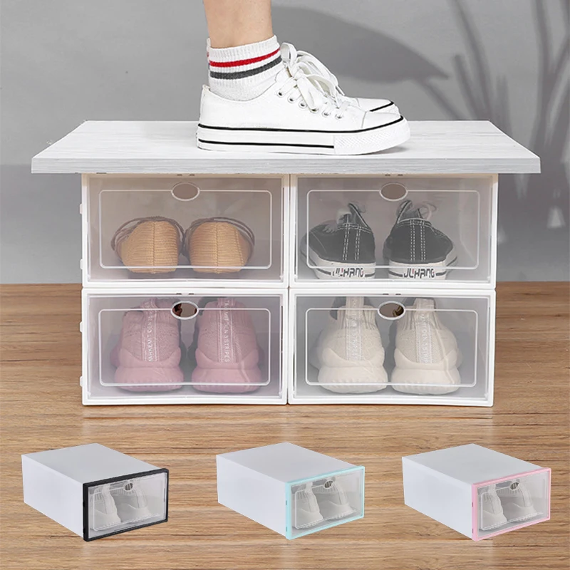 

Transparent Plastic Shoe Storage Box Flip-top Drawer Shoe Box Foldable Cabinet Multi-functional Household Storage Box