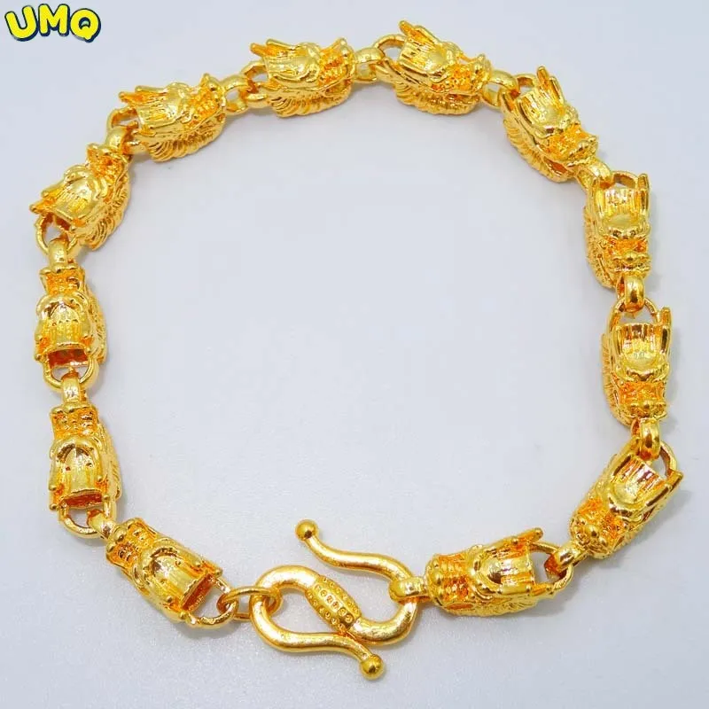 

Kwai чистый Дракон голова копия 100% Настоящее золото 24k браслет 18K золото ювелирные изделия