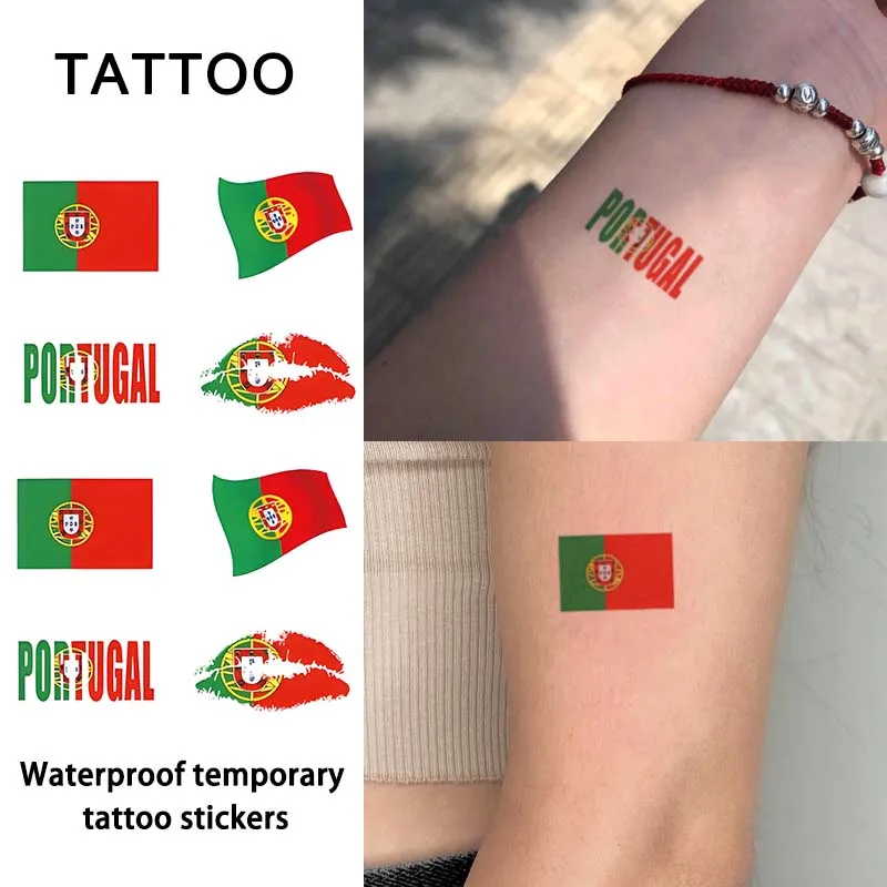 Временная тату-наклейка с флагом Португалии стойкая водонепроницаемая