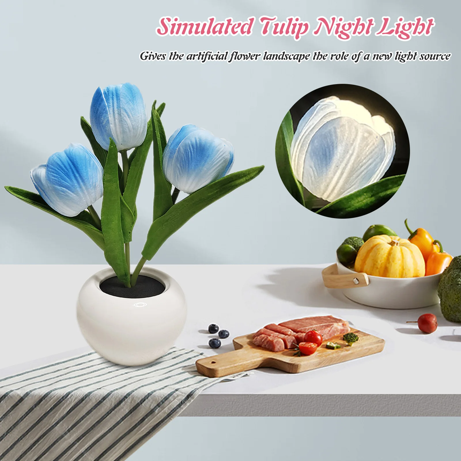 

LED Tulip Table Lamps Desktop Ornament Romantic Decorative Table Lights Simulation Bonsai Night Light for Valentines Day