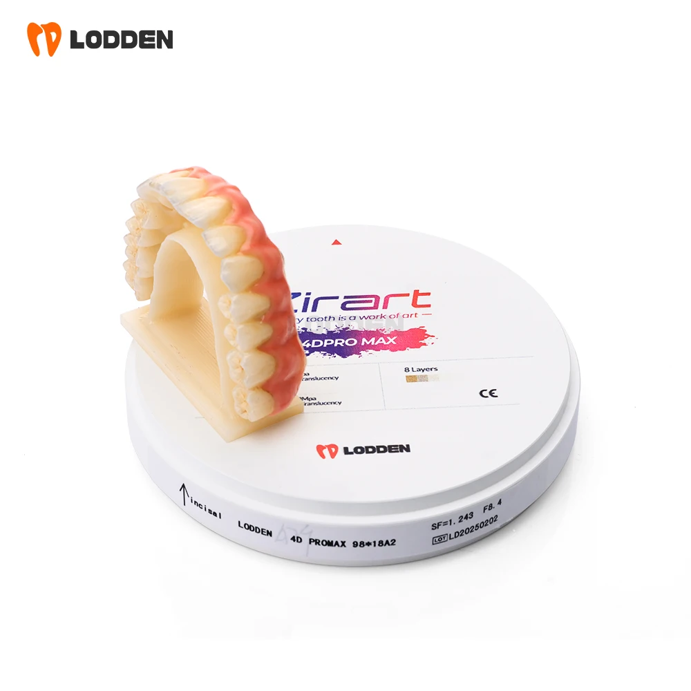 Фото Lodden 4D PRO MAX Циркониевый стоматологический многослойный блок 98 мм VITA16 цветов Суперпрозрачный стоматологический циркониевый диск для CAD CAM №5