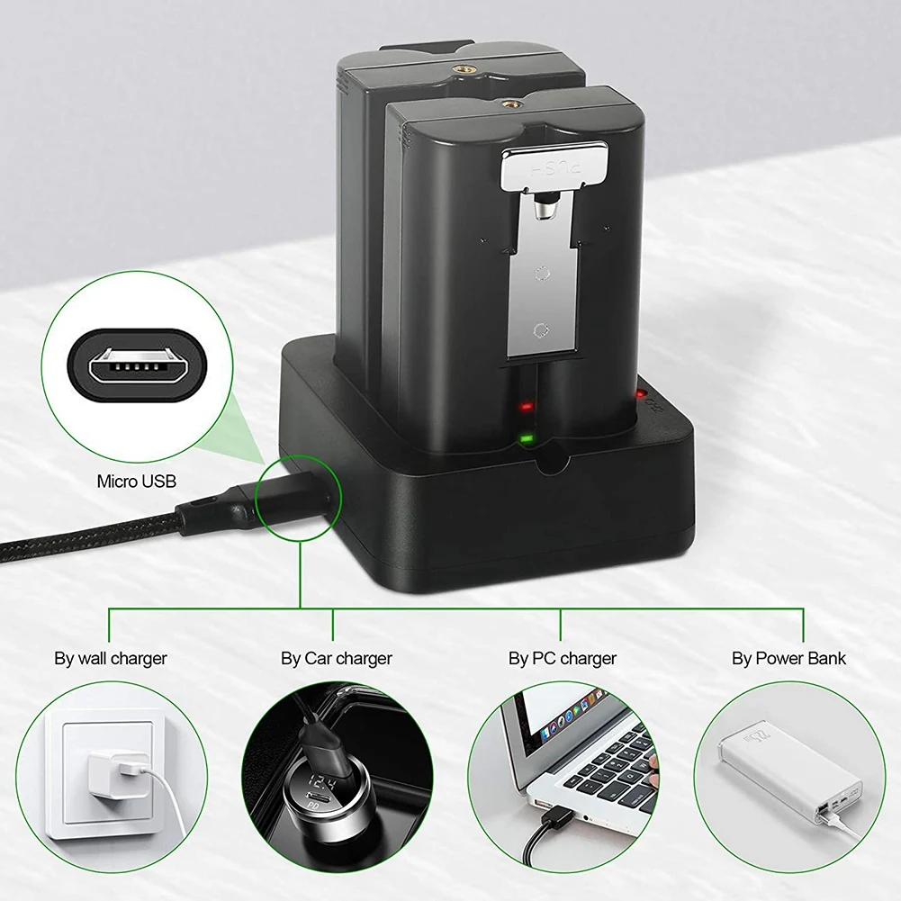 USB-зарядная станция с 2 комплектами литиевых аккумуляторов 3 65 В 6040 мАч для