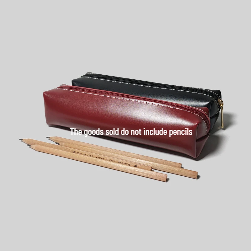 Leather Pen bag PU Zipper Pencil Case Vintage Retro Style  Pencil Pouch Organizer  Office School Stationery Makeup Supplies