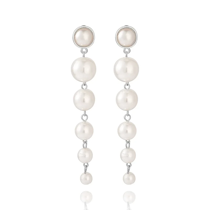 

ZLALHAJA Simulation Big Pearl Earrings For Women Piercing Luxury Elegant Long Hanging Dangle Earrings Fasion Jewelry