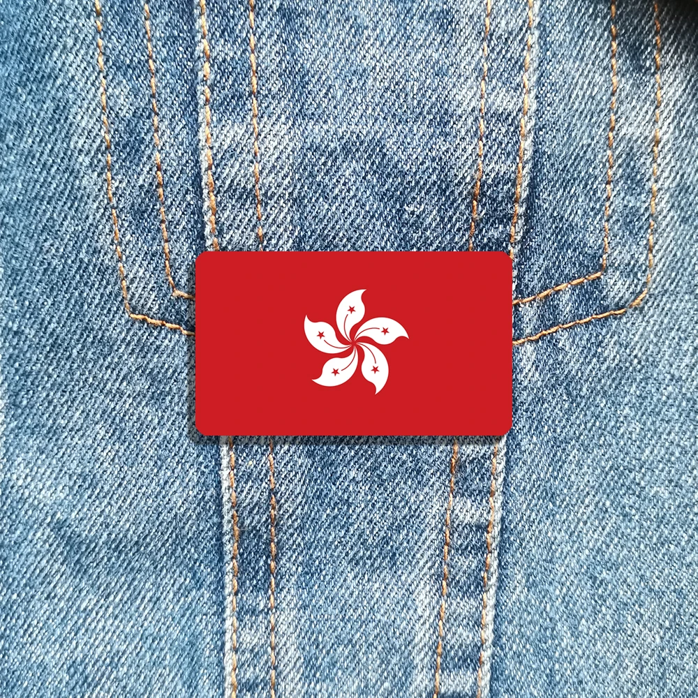 Hong Kong Flag Brooch For Women And Men Vintage Art Lapel Pin Shirt Bag Accessory HK Acrylic Badge Patriotic Trinkets