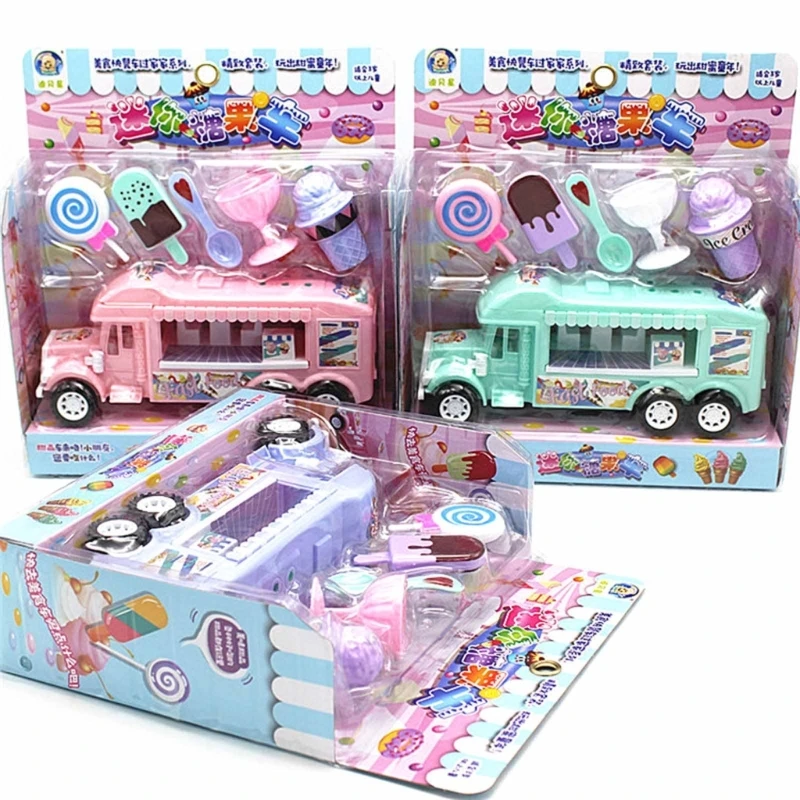 

Cute Ice Cream Cart for Children Cultivate Imagination Food Truck Toy Age 3+ Food Truck for Girls Kids Playhouse