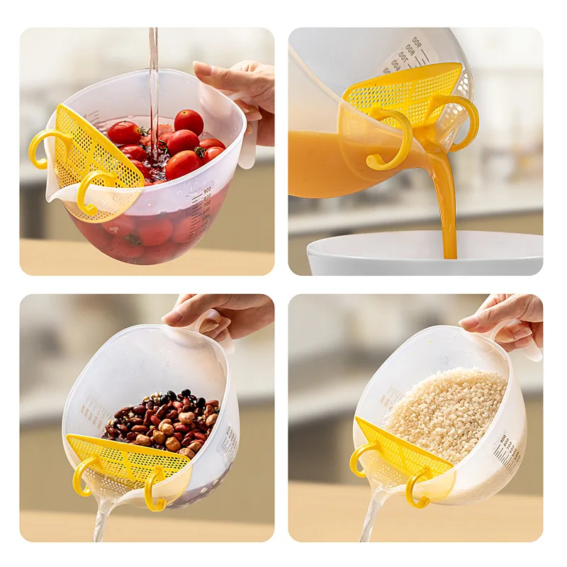 

Filter with drain nozzle, egg beater, graduated measuring cup