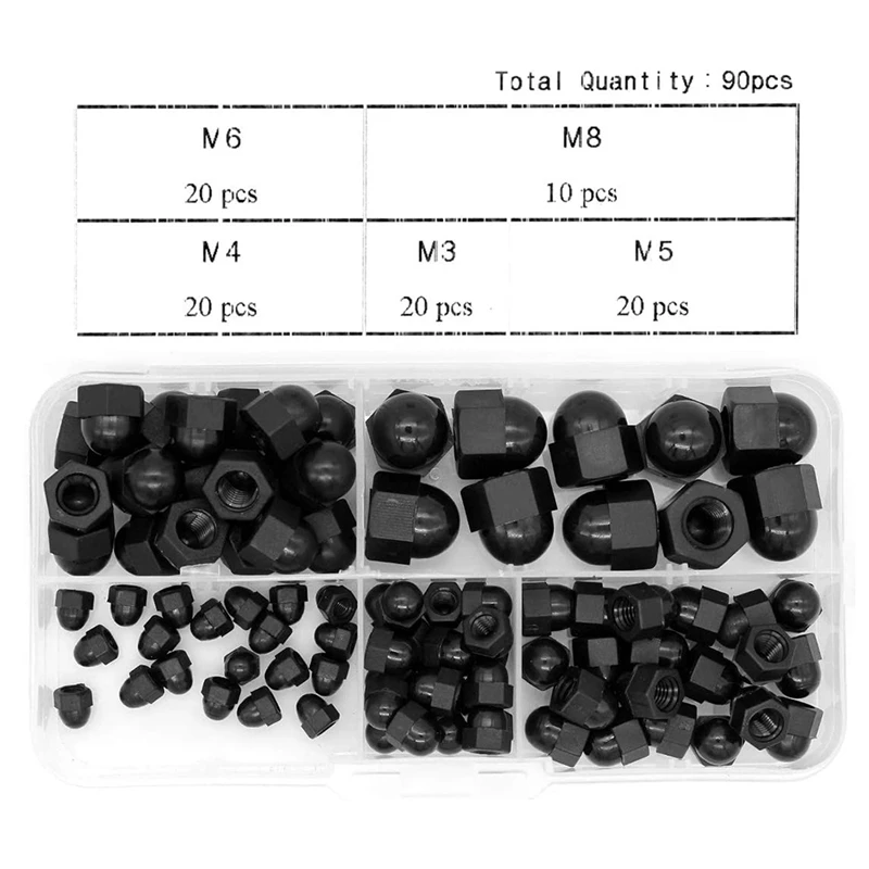 

Колпачок для болта и гайки, защитная крышка для болта, шестигранная черная пластиковая крышка для болта, M3 M4 M5 M6 M8, 90 шт.