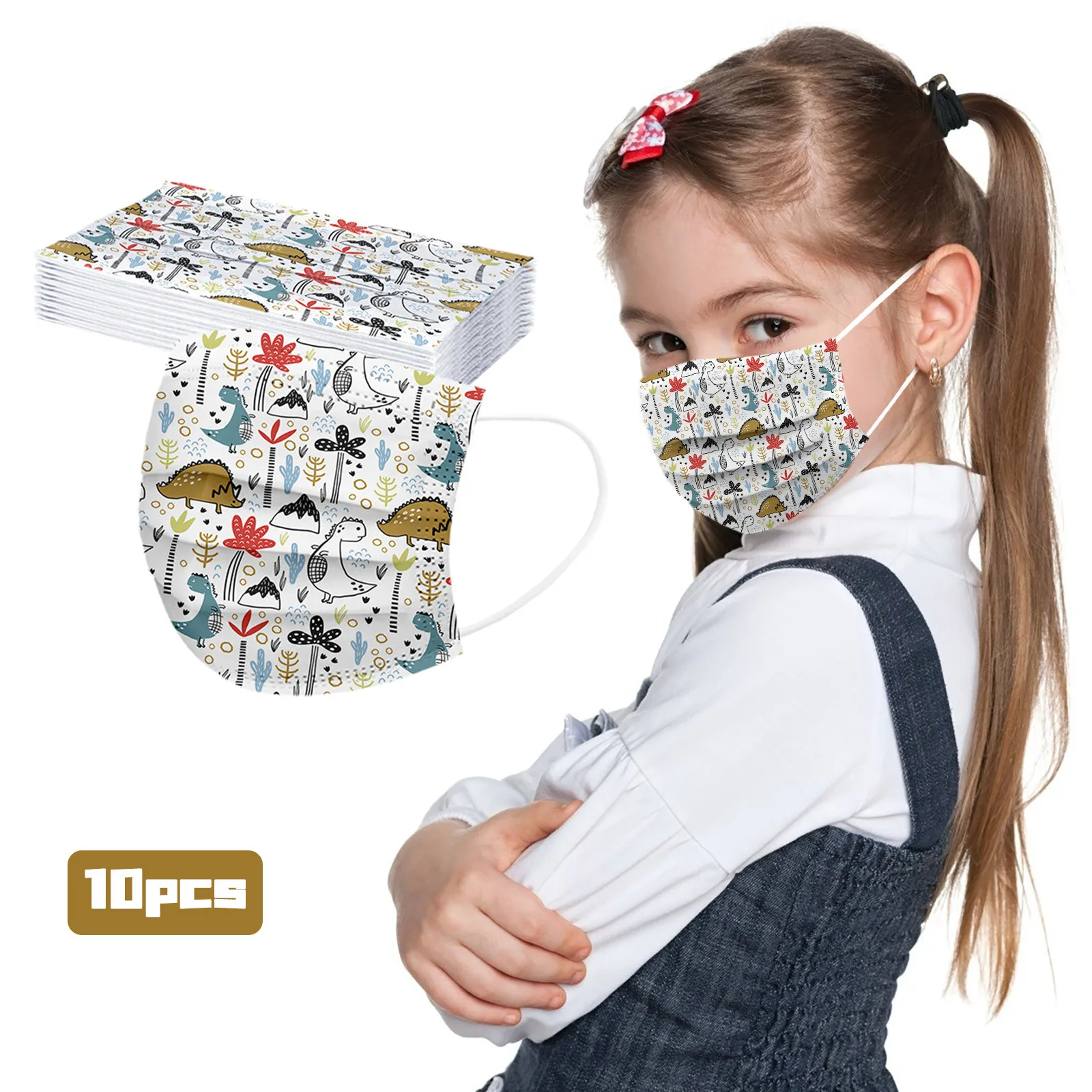 

Disposable Child Face Masks Cute Dinosaur Printing Non Woven Kids Face Mask Breathable Ultrathin Cartoon Print Girls Boys Masque