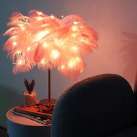 usb fairy feather table lamp desk decoration small night light living room party christmas wedding girl bedroom decoration