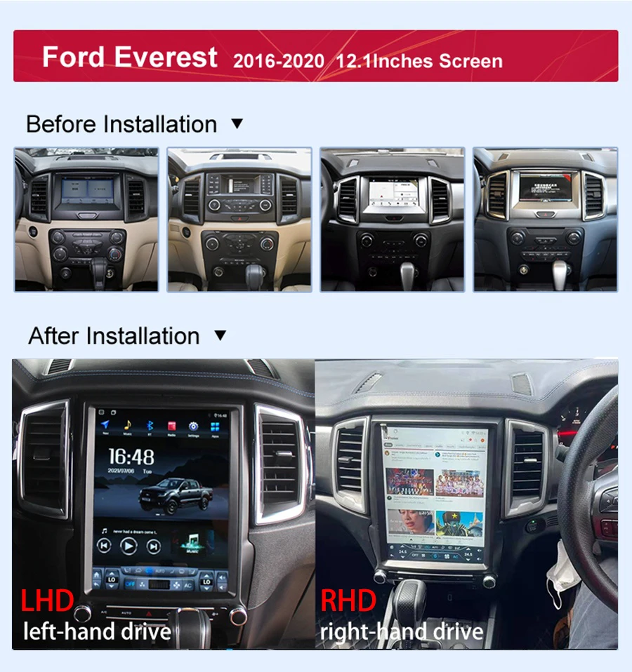 12 0 для Ford Ranger Everest 2016-2021 Android Автомобильный радиоприемник Tesla Экран 2Din