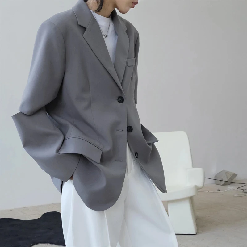 

Повседневная Женская одежда в стиле хип-хоп, куртка и брюки из двух предметов, однобортный пиджак с отложным воротником в стиле стимпанк, женские блейзеры 2023