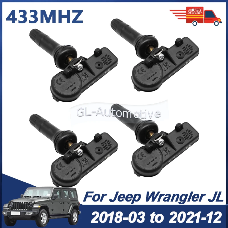 

4 шт. датчик контроля давления в шинах для Jeep Wrangler JL 2018-03-2021-12 датчик TPMS 433 МГц 56029398 АБ 68241067 АБ