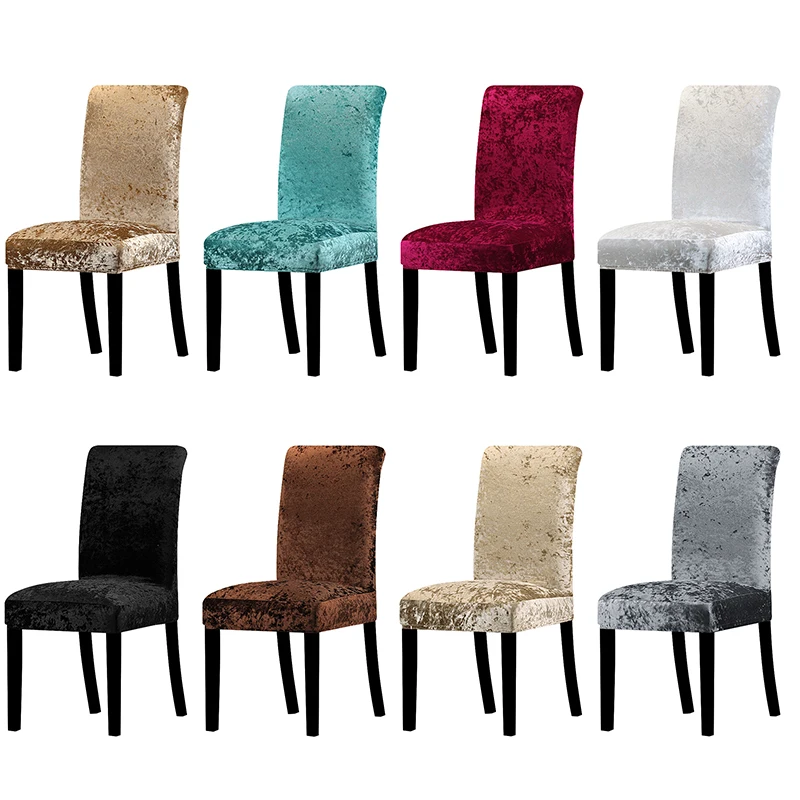 

Winter Shiny Velvet Chair Cover Stretch Dining Chair Covers Luxury Warmth Chairs Covers Seat For Kitchen Home Banquet Hotel