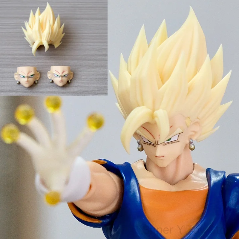 Фото Новая фигурка Вегито из Dragon Ball Z с волосами, совместимая с Bandai SHF2.0/3.0, комплект аксессуаров SHF, аниме-модель, головные скульптуры, коллекционные игрушки. №1