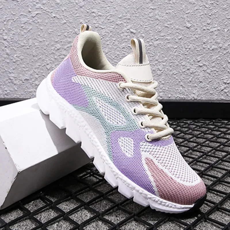

Mesh Breathable Sneakers for Women 2023 Spring Colorful Geometric ShoesTrainers Walking Running Shoes Zapatos Mujer