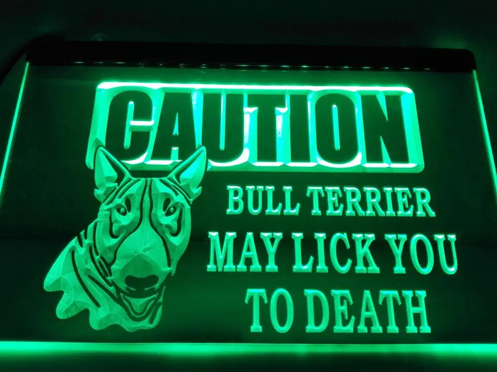 

Caution Bull Terrier Lick Dog LED Neon Sign S173