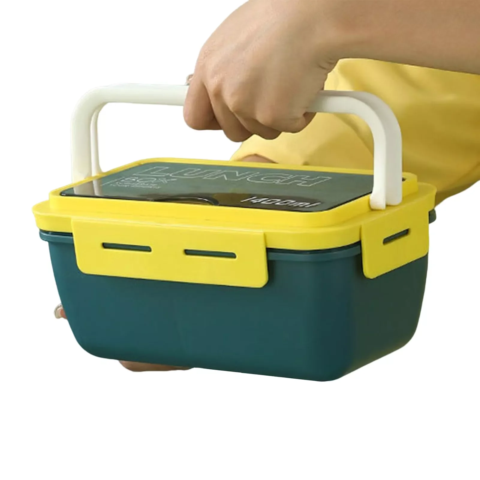 

Rectangular Refrigerator Storage Box With Cutlery Lunch Box and Handle for Home Kitchen Dining Room