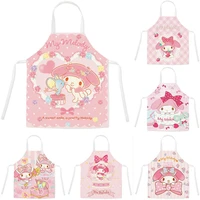 kawaii sanrioed my melody apron anime home cooking stain resistant sleeveless bib overalls kitchen baking clothes accessories