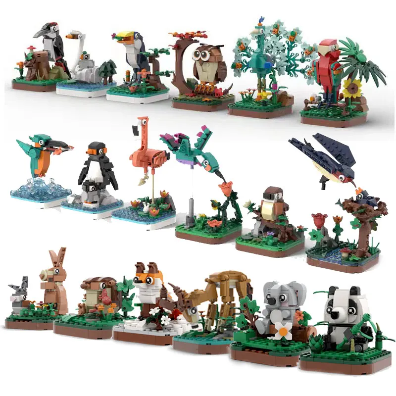 6 шт./набор, Детский конструктор с животными