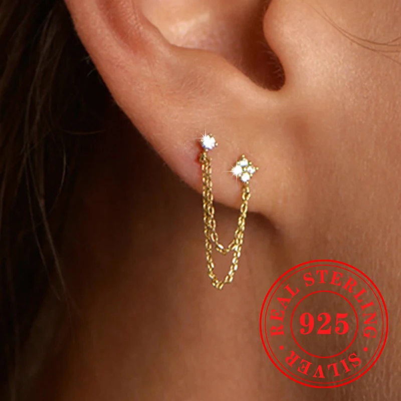 Huitan Эстетические серьги-гвоздики с двойными отверстиями и кисточками