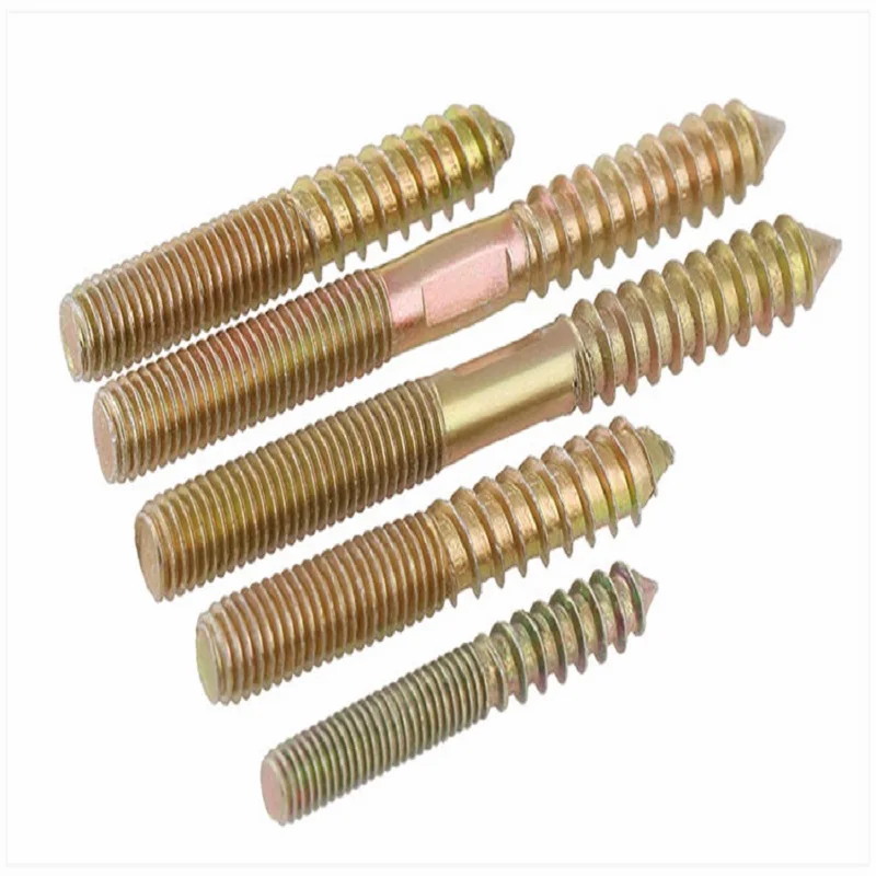 20pcs Hanger Bolt Wood To Metal Dowels Double Ended Furniture Fixing Self Tapping Screws Wood Thread Stud