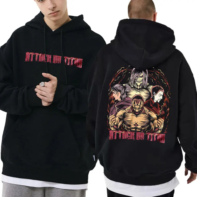 

Anime Attack on Titan Harajuku Print Hoodie Manga Merch Eren Jaeger Theo Magath Hoodies Man Sweatshirts Men Oversized Streetwear