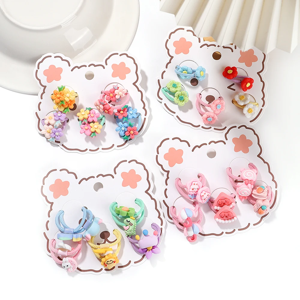 

Lovely Cartoon Hair Bands Set for Kids 10Pcs/set Flower Rabbit Elastic Rubber Band Head Rope Macaron Hair Scrunchies Headdress