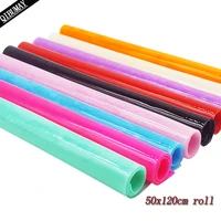 qibu 50x120cm transparent pvc leather roll candy jelly crafts for bag shoe making decor diy bow accessories synthetic leather