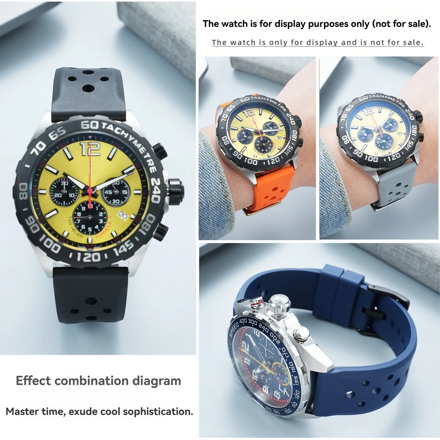Фото Подходит для часов Tag Heuer F1 racing CARRERA, серия для дайвинга, серый ремешок из фторкаучука с антипригарным покрытием, аксессуары для часов. №3