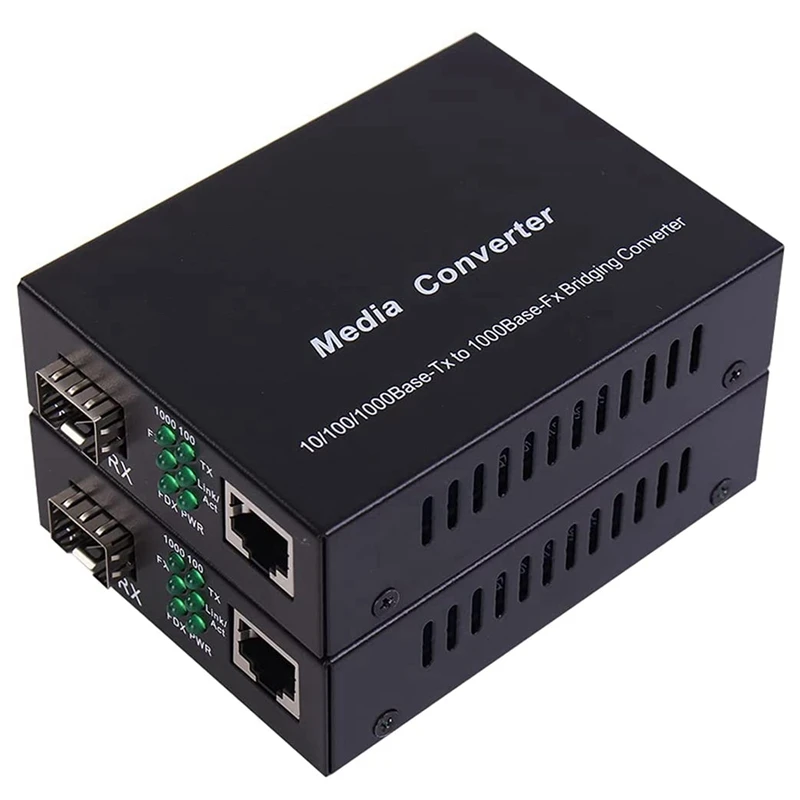 

1 Pair of 1.25G Gigabit Ethernet Fiber Media Converters with SFP LC Single Core Transceiver Module, Single-Mode LC