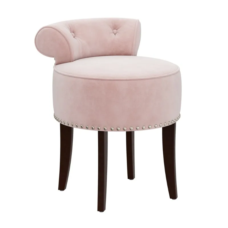 

Hillsdale Furniture Lena Wood and Upholstered Vanity Stool, Pink Velvet